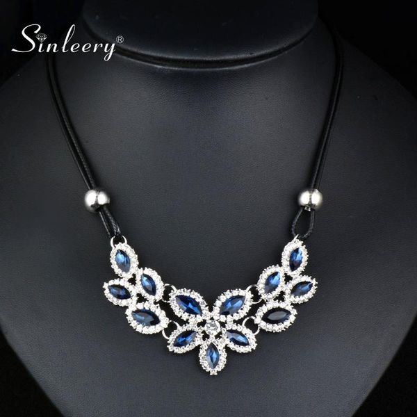 sinleery new arrival shiny blue cubic zirconia flower choker necklace black leather chain women statement jewelry xl177 sso, Golden;silver
sinleery new arrival shiny blue cubic zirconia flower choker necklace black leather chain women statement jewelry xl177 sso, Golden;silver