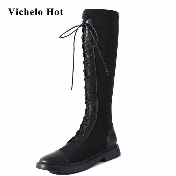 boots vichelo motorcycle natural leather round toe thick med heel lace up soft young girls knee-high l09, Black
boots vichelo motorcycle natural leather round toe thick med heel lace up soft young girls knee-high l09, Black