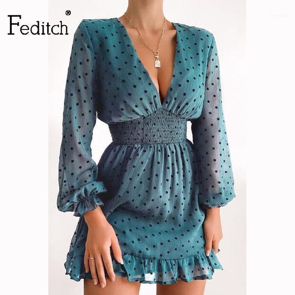 feditch 2020 chiffon long sleeve dot dress women deep v-neck high wasit mini dress elegant lady club holiday summer dresses1, Black;gray
feditch 2020 chiffon long sleeve dot dress women deep v-neck high wasit mini dress elegant lady club holiday summer dresses1, Black;gray