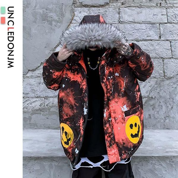 uncledonjm smiling face tie dyed padded removable fur hooded parkas coats winter fashion thick warm parka jackets rf-09101, Black
uncledonjm smiling face tie dyed padded removable fur hooded parkas coats winter fashion thick warm parka jackets rf-09101, Black