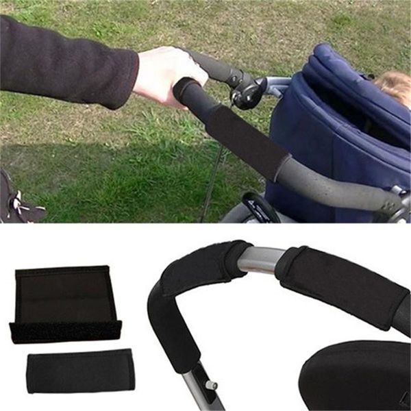 Baby Black Pram Stroller Carriage Front Handle Neoprene Magic Tape Bumper Bar Cover Baby Stroller Accessories