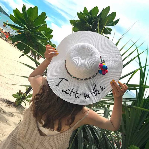 wide brim hats leisure letter embroidery straw hat summer big sun for women lady shade panama beach cap, Blue;gray
wide brim hats leisure letter embroidery straw hat summer big sun for women lady shade panama beach cap, Blue;gray