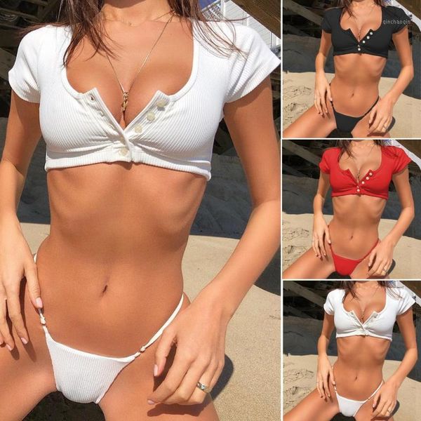 bikini mujer women swimsuit short sleeve solid bandage button bikini set beachwear 2020 bathing suit halter1
bikini mujer women swimsuit short sleeve solid bandage button bikini set beachwear 2020 bathing suit halter1