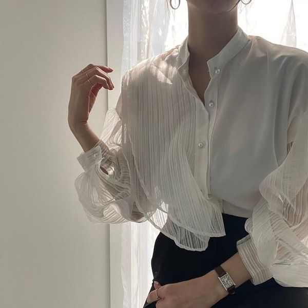 sheer mesh sleeves loose office lady blouse internet celebrity contrast color sell women shirt1, White
sheer mesh sleeves loose office lady blouse internet celebrity contrast color sell women shirt1, White