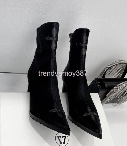 boots french minority style pointed toe short boots frosted tube thin side zipper thick heel horse nail high heels versatile women's, Black
boots french minority style pointed toe short boots frosted tube thin side zipper thick heel horse nail high heels versatile women's, Black