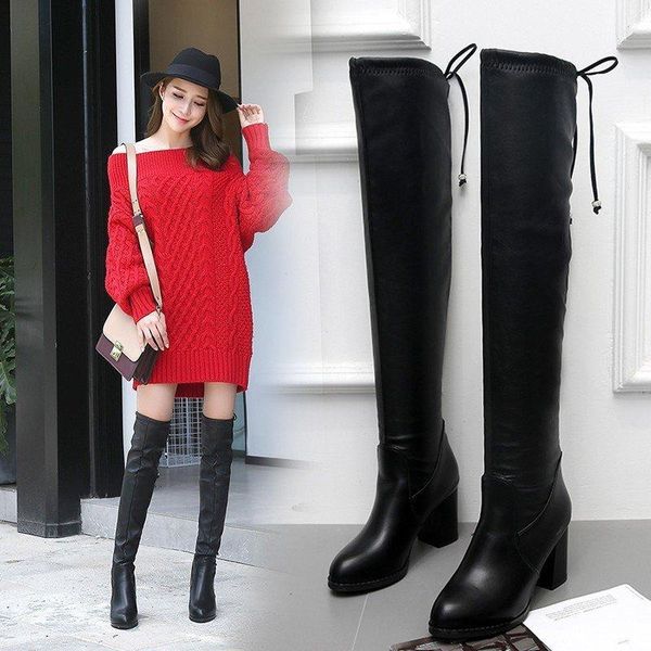 boots women's thick heel fashion boots, solid high-heeled pointed color over the knee knights' in autumn, Black
boots women's thick heel fashion boots, solid high-heeled pointed color over the knee knights' in autumn, Black