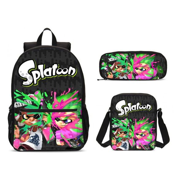 3pcs/set more r bags 2 for boy girls casual game printed school backpacks sets splatoon bag gift