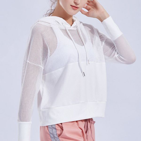 hooded long sleeve crop transparent mesh sport fitness shirt blouse women loose casual gym workout yoga jacket, White;red
hooded long sleeve crop transparent mesh sport fitness shirt blouse women loose casual gym workout yoga jacket, White;red