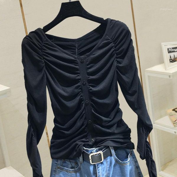 long sleeve t-shirt bottoming shirt 2020 women's new autumn winter black slim bubble sleeve pleated 10151, White
long sleeve t-shirt bottoming shirt 2020 women's new autumn winter black slim bubble sleeve pleated 10151, White