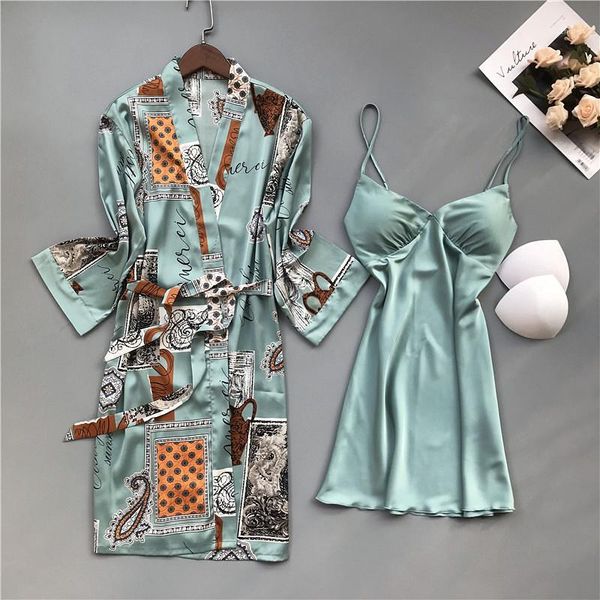 spring and summer women's homewear set of 2 nightdress bathrobes and chest pads fashion satin sleepwear v-neck nightgowns1, Black;red
spring and summer women's homewear set of 2 nightdress bathrobes and chest pads fashion satin sleepwear v-neck nightgowns1, Black;red