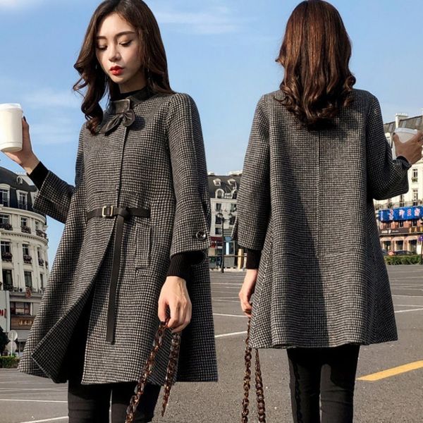 winter coat woolen jacket women's mid-length korean version of the 2021 autumn new fashion o-neck cloak a-line ins houndstooth, Black
winter coat woolen jacket women's mid-length korean version of the 2021 autumn new fashion o-neck cloak a-line ins houndstooth, Black