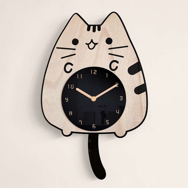 home decoration clock wooden living cartoon room girl children's room cat wagging tail creative quiet swing wall clock, Slivery;brown
home decoration clock wooden living cartoon room girl children's room cat wagging tail creative quiet swing wall clock, Slivery;brown