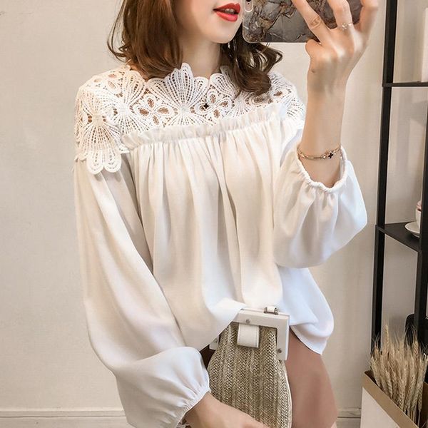 3xl autumn plus size clothing new korean crochet hollow out women shirt stitching chiffon blouse long-sleeved lace shirt, White
3xl autumn plus size clothing new korean crochet hollow out women shirt stitching chiffon blouse long-sleeved lace shirt, White