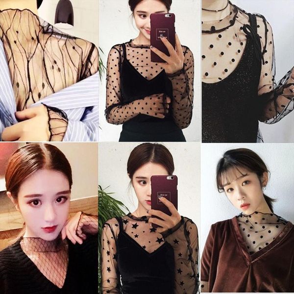 womens mesh 2020 fashion ladies club party t shirt stand collar cool hollow out lace star dot striped female net, White
womens mesh 2020 fashion ladies club party t shirt stand collar cool hollow out lace star dot striped female net, White