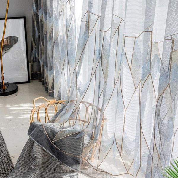 luxury geometric embroidered tulle curtain for living room bedroom modern nordic home decor finised gray sheer voile ag449#4 
luxury geometric embroidered tulle curtain for living room bedroom modern nordic home decor finised gray sheer voile ag449#4
