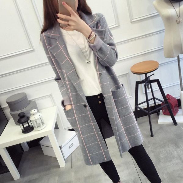 2020 new autumn winter long cardigan women sweater long sleeve knitted plaid cardigans female tricot 1, White
2020 new autumn winter long cardigan women sweater long sleeve knitted plaid cardigans female tricot 1, White