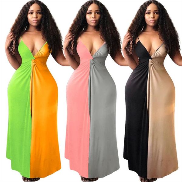 2021 women summer spaghetti strap high waist spaghetti strap v neck splicing long dress vintage long vestidos dresses glnk029, Black;gray
2021 women summer spaghetti strap high waist spaghetti strap v neck splicing long dress vintage long vestidos dresses glnk029, Black;gray