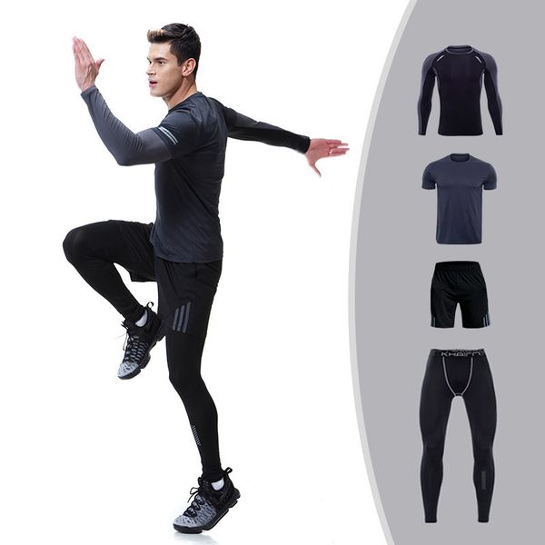 autumn winter men's pro fitness running suit elastic quick drying tights four piece sweatsuit set, Gray
autumn winter men's pro fitness running suit elastic quick drying tights four piece sweatsuit set, Gray