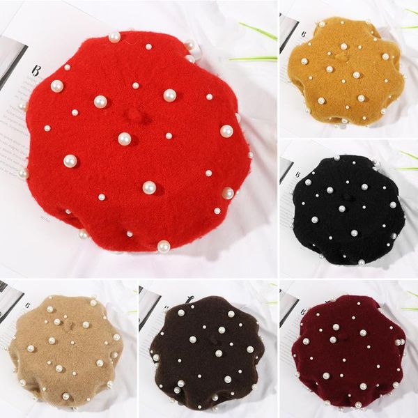 berets 1pc pearl wool beret hat autumn and winter adjustable thickening soft warm french casual elegant, Blue;gray
berets 1pc pearl wool beret hat autumn and winter adjustable thickening soft warm french casual elegant, Blue;gray