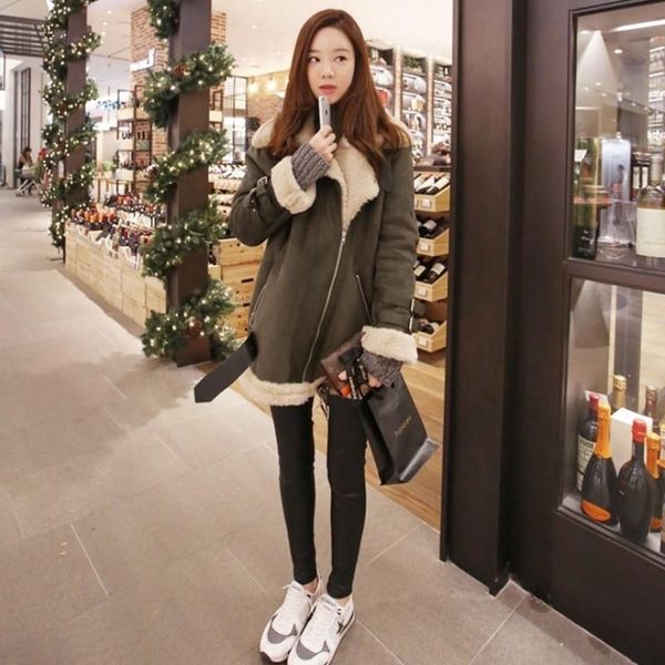 women's leather & faux winter women fur lining suede warm casual outwear coat fashion loose fit overcoat buckle motorcycle jacket, Black
women's leather & faux winter women fur lining suede warm casual outwear coat fashion loose fit overcoat buckle motorcycle jacket, Black