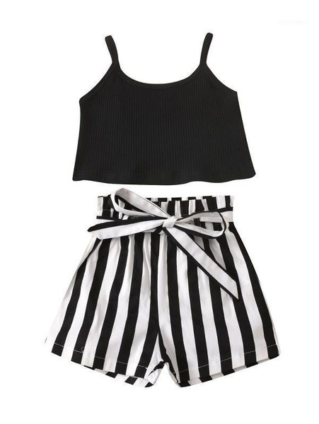 fashion children suit clothes summer girl set black vest + stripe shorts sets for kids1, White
fashion children suit clothes summer girl set black vest + stripe shorts sets for kids1, White