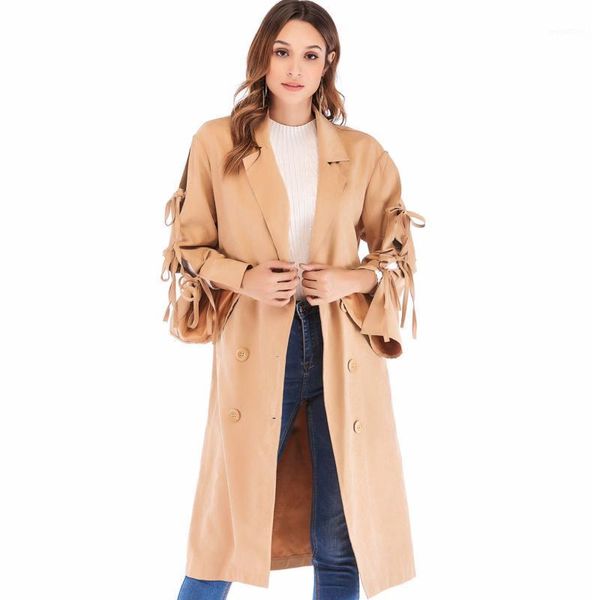 women female trench loose long autumn fashion coat outerwear1, Tan;black
women female trench loose long autumn fashion coat outerwear1, Tan;black