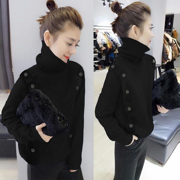 2021 winter new sweater women's fashion high neck thickened loose high collar versatile bottoming sweater, White;black
2021 winter new sweater women's fashion high neck thickened loose high collar versatile bottoming sweater, White;black