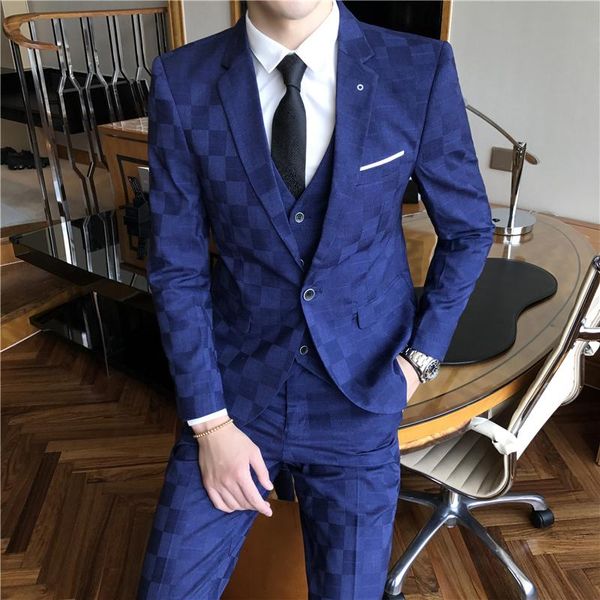men's suits & blazers 2021 spring and autumn lattice splicing single breasted business leisure slim three-piece wedding, White;black
men's suits & blazers 2021 spring and autumn lattice splicing single breasted business leisure slim three-piece wedding, White;black
