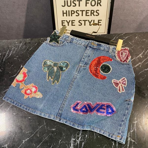 2020 red net new same as summer sequins patched star spangles style a word denim skirt trend z2zs, Black
2020 red net new same as summer sequins patched star spangles style a word denim skirt trend z2zs, Black