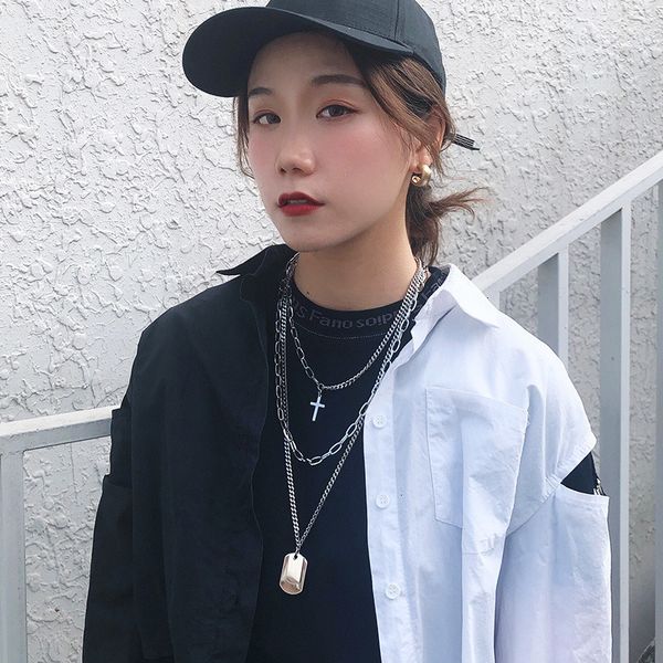 necklace fashion design pendant luxury jewelry hip hop men's brand women's ins titanium steel decorative sweater chain matching cl, Silver
necklace fashion design pendant luxury jewelry hip hop men's brand women's ins titanium steel decorative sweater chain matching cl, Silver