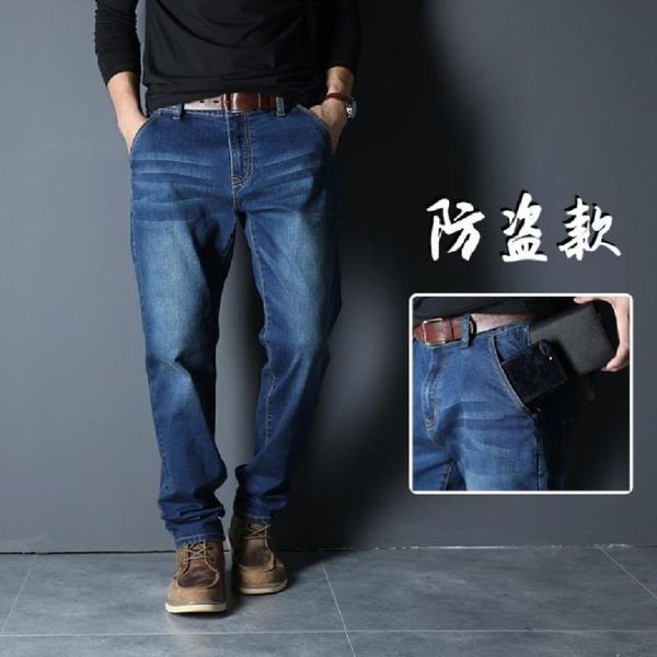 men's jeans plum-size with loose-fitting stretch straight pants anti-theft zipper sloped into pocket stylish, Blue
men's jeans plum-size with loose-fitting stretch straight pants anti-theft zipper sloped into pocket stylish, Blue