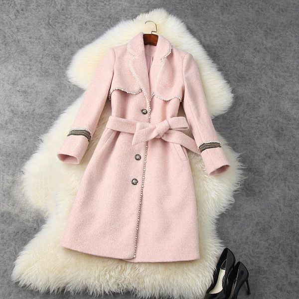 high street new fashion 2020 fall winter designer coat women's beaded wool blends long coat overcoat, Black
high street new fashion 2020 fall winter designer coat women's beaded wool blends long coat overcoat, Black