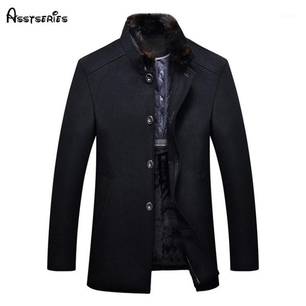 the new winter coat fur collar men woolen coat middle-aged male turn-down collar wool & blends overcoat d1351, Black
the new winter coat fur collar men woolen coat middle-aged male turn-down collar wool & blends overcoat d1351, Black