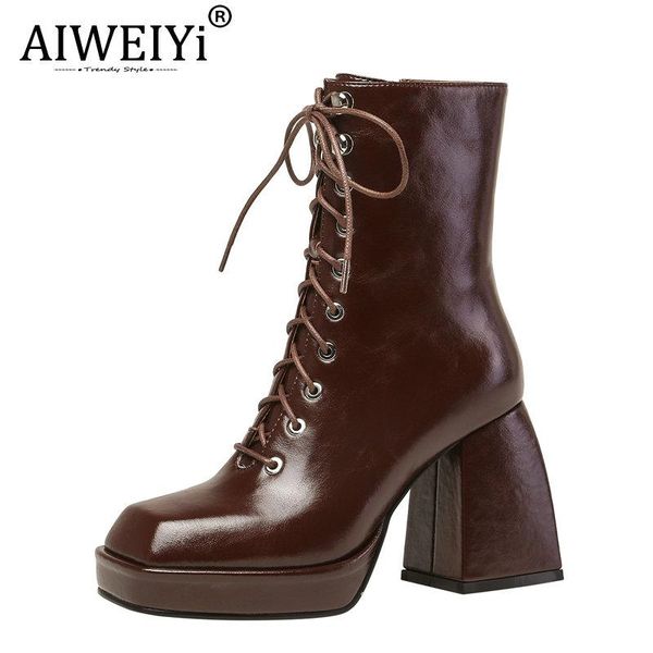 aiweiyi spring autumn genuine leather woman boots black white brown lace up party pumps shoes
aiweiyi spring autumn genuine leather woman boots black white brown lace up party pumps shoes