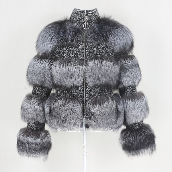 oftbuy 2020 real silver fox fur coat winter jacket women natural raccoon fur weave wool stand collar plaid outerwear streetwear, Black
oftbuy 2020 real silver fox fur coat winter jacket women natural raccoon fur weave wool stand collar plaid outerwear streetwear, Black