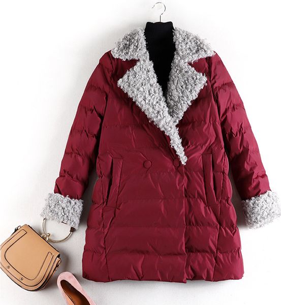 2021 new winter plus female size korean version of the solid colored lamb collar down fat sister jacket was fine fashion zhpu, Black
2021 new winter plus female size korean version of the solid colored lamb collar down fat sister jacket was fine fashion zhpu, Black