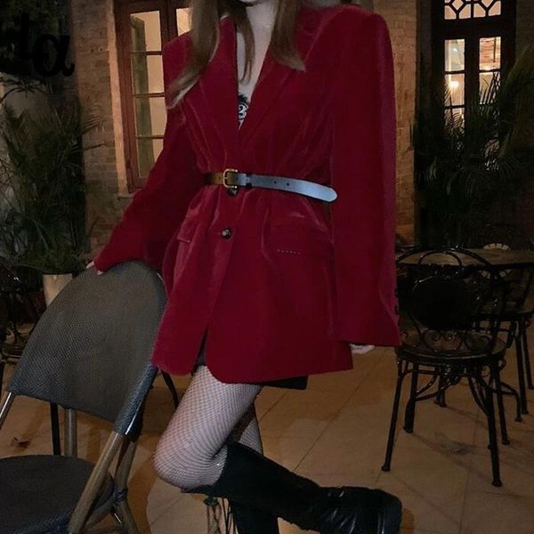 women's suits & blazers luck a vintage blazer with belt women notched collar long sleeve korean chic jackets casual female single breas, White;black
women's suits & blazers luck a vintage blazer with belt women notched collar long sleeve korean chic jackets casual female single breas, White;black