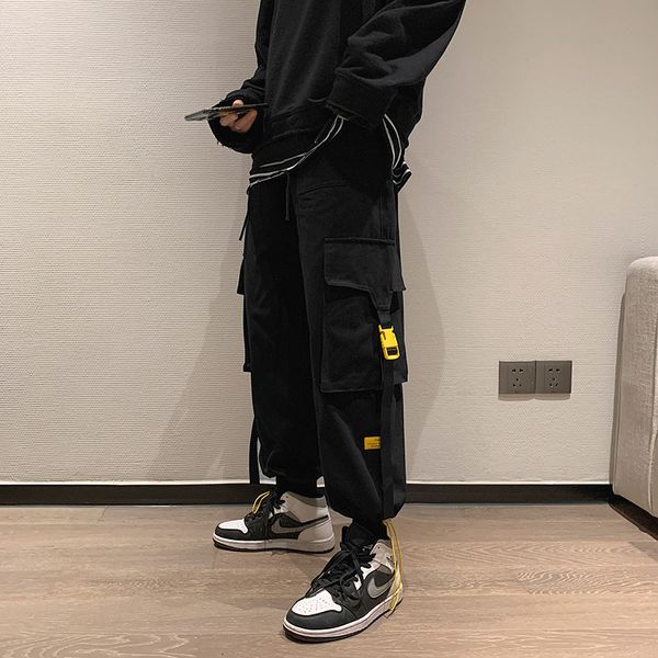 yemi | spring and autumn overalls for men's wear, korean fashion loose leggings, harajuku style casual pants, Black 
yemi | spring and autumn overalls for men's wear, korean fashion loose leggings, harajuku style casual pants, Black