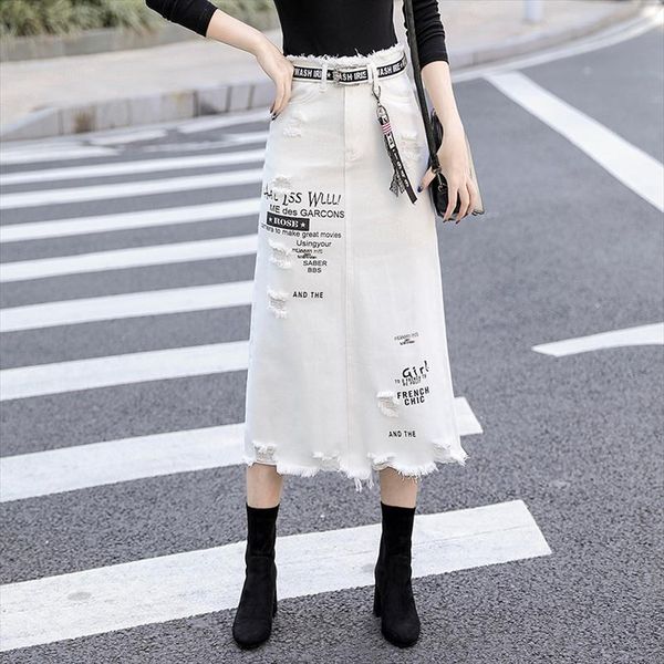 women front hole denim skirt 2020 new fashion spring summer long skirts high waist casual white jeans skirt plus size 5xl, Black
women front hole denim skirt 2020 new fashion spring summer long skirts high waist casual white jeans skirt plus size 5xl, Black