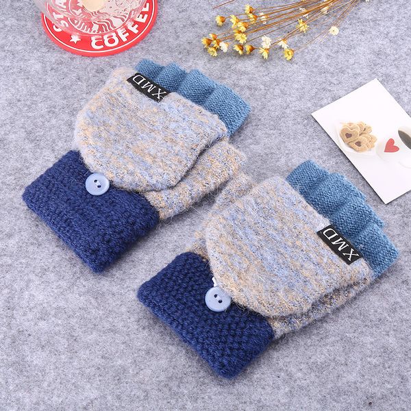 mens women winter warm thickening wool knitted flip fingerless exposed thick gloves half finger mittens hand sets, Blue;gray 
mens women winter warm thickening wool knitted flip fingerless exposed thick gloves half finger mittens hand sets, Blue;gray