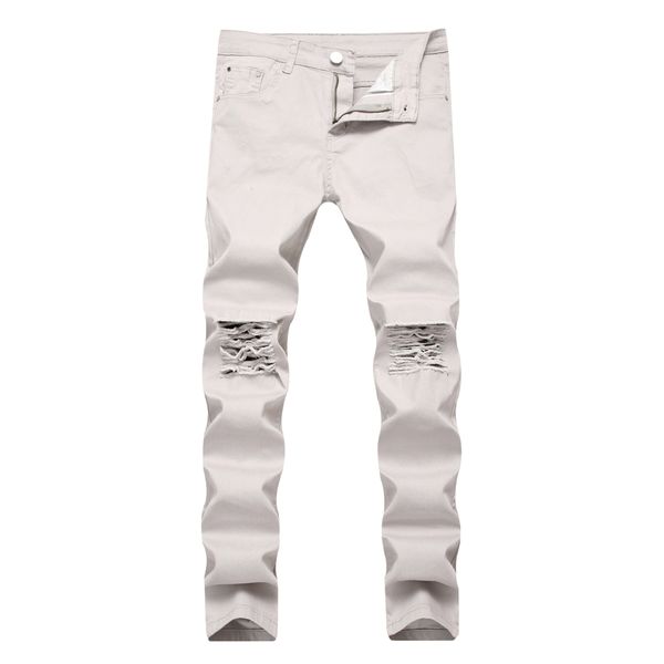 men high street style male ripped distressed cowboys trousers destroyed jeans small feet stretch straight slim fit pants, Blue
men high street style male ripped distressed cowboys trousers destroyed jeans small feet stretch straight slim fit pants, Blue