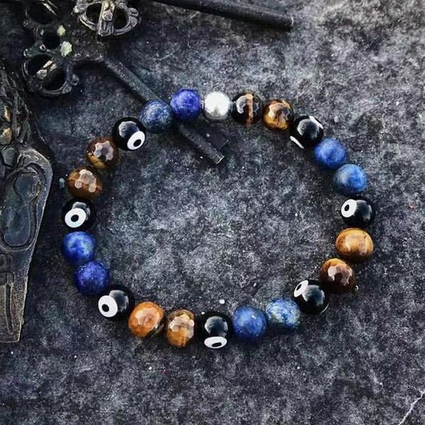 charm bracelets tangyin sell energy beaded bracelet 8mm natural stone beads tiger eye demon for men women jewelry gift, Golden;silver