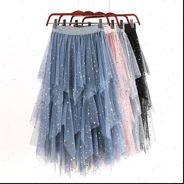 women elegant irregular tulle skirts fashion elastic high waist mesh pleated skirt summer casual sequins midi skirt, Black
women elegant irregular tulle skirts fashion elastic high waist mesh pleated skirt summer casual sequins midi skirt, Black