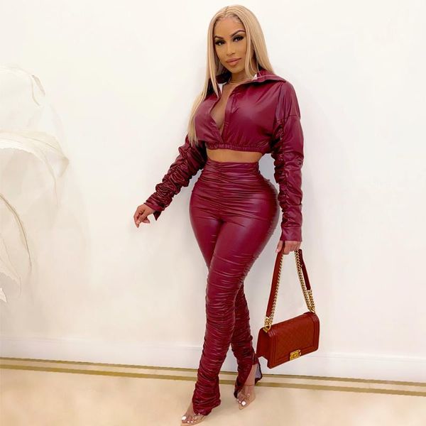 women's tracksuits cutubly set tracksuit pu leather ruched stacked leggings pant outfit autumn winter solid women long sleeve 2 pieces, Gray
women's tracksuits cutubly set tracksuit pu leather ruched stacked leggings pant outfit autumn winter solid women long sleeve 2 pieces, Gray