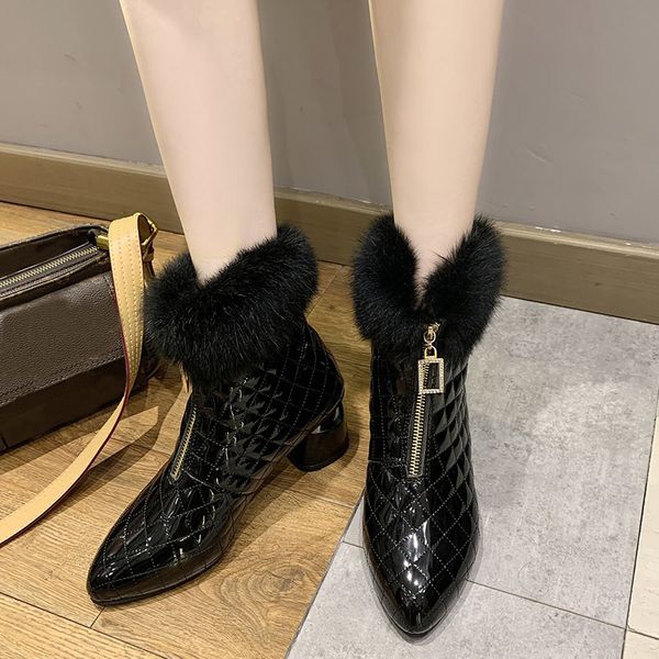 2021 the new soft skin from fake leather ankle for women fashionable front zipper square heels woman boots pointed to toe 6xn1, Black
2021 the new soft skin from fake leather ankle for women fashionable front zipper square heels woman boots pointed to toe 6xn1, Black
