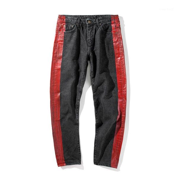 2018 spring summer fashion casual stripe red hit color spray paint black jeans straight-leg pants men trousers male plus size1, Blue
2018 spring summer fashion casual stripe red hit color spray paint black jeans straight-leg pants men trousers male plus size1, Blue