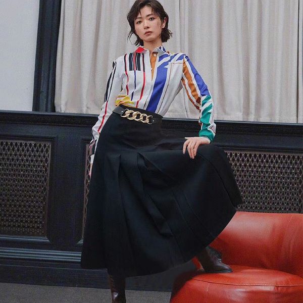 2021 spring new printing plaid sleeve length single-breasted shirt chain belt plied sheath big sock skirt suit women's clothes ai4o, White
2021 spring new printing plaid sleeve length single-breasted shirt chain belt plied sheath big sock skirt suit women's clothes ai4o, White