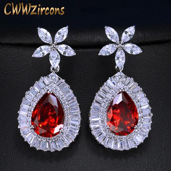 cwwzircons luxury garnet red cz jewelry elegant large pear drop cubic zirconia womens fashion drop dangle earrings cz387, Silver
cwwzircons luxury garnet red cz jewelry elegant large pear drop cubic zirconia womens fashion drop dangle earrings cz387, Silver