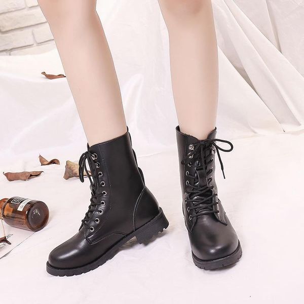 boots women fashion solid leather middle lace-up thick round toe shoes outdoor pu winter female, Black
boots women fashion solid leather middle lace-up thick round toe shoes outdoor pu winter female, Black