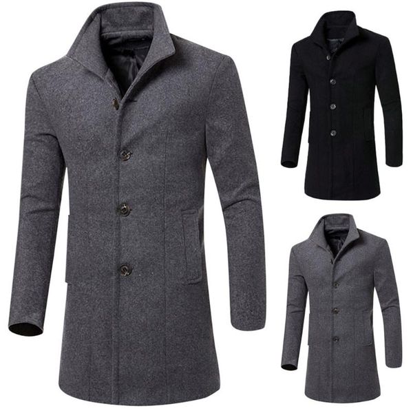 men jacket trench warm autumn winter woolen blend trench long outwear button smart luxurious mens overcoat, Black;brown
men jacket trench warm autumn winter woolen blend trench long outwear button smart luxurious mens overcoat, Black;brown